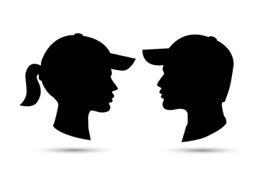 Man and woman wearing baseball cap vector - 484655225
