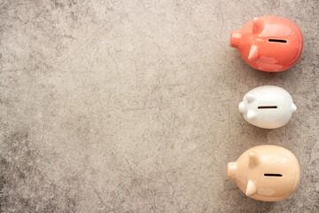Currency saving with piggy bank. Financial planning and investments concept