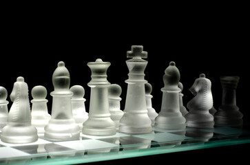 Glass chess on glass chessboard	
