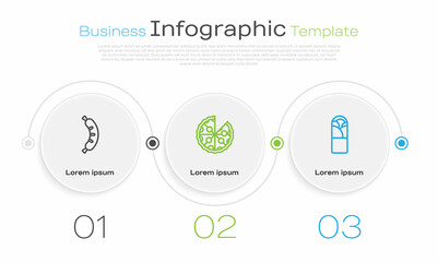 Set line Hotdog, Pizza and Doner kebab. Business infographic template. Vector