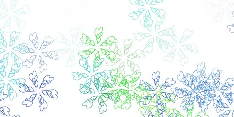 Light blue, green vector abstract template with leaves.