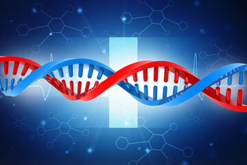 3d illustraction of dna structure in medical abstract background