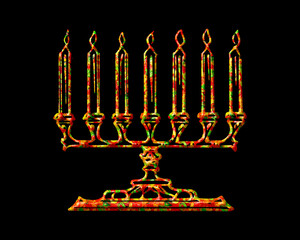Menorah, hanukkiah Jew Candles Emblem Sign, Jellybeans Yummy sweets Colorful jelly Icon Logo Symbol illustration