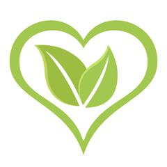 green heart with leaves