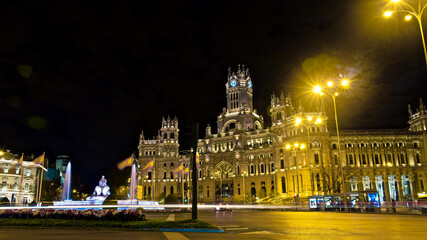 Lights at Madrid City Hall. Quality lights illuminate Madrid city hall on a winter night.