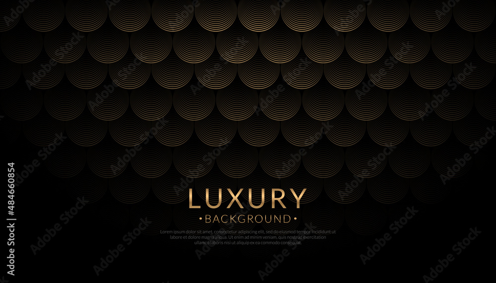 Poster luxury dark and gold background combine with curve pattern element. vector abstract luxury backgroun