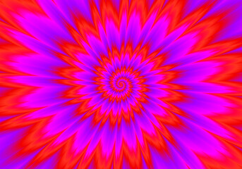 Scarlet flower. Red pulsing spirals. Optical illusion of movement.