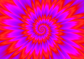 Scarlet flower. Red pulsing spirals. Optical illusion of movement.