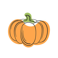 Vector pumpkin line and abstract spot on white isolated background.