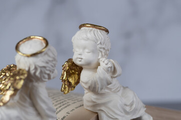 本の上の二人の天使
