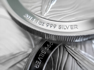 Macro Close up of a 999% Silver Bullion Coin