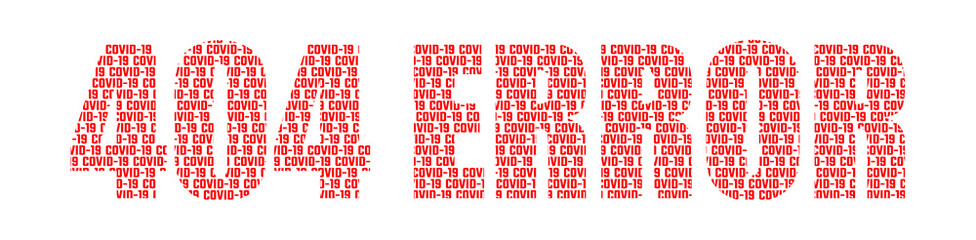 Inscription 404 error from covid-19 word pattern, red color design flat style vector illustration. isolated on white. Danger, web page loading error, no access to site due to technical reasons