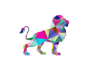 Lion Leo Animal Low Poly Multicolored Retro illustration