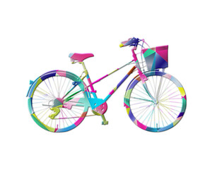 Bicycle Bike Cycle Low Poly Multicolored Retro illustration
