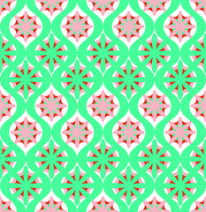 Abstract Retro Moroccan Damask Style Floral Motif Vertical Waves Florals Seamless Pattern Trendy Fashion Colors Chic Vector Design Perfect for Allover Print Interior or Fabric