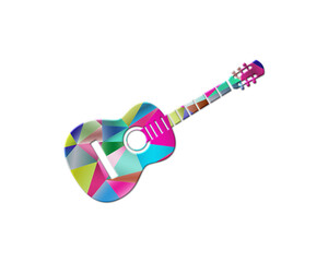 Guitar ukulele Musician Low Poly Multicolored Retro illustration