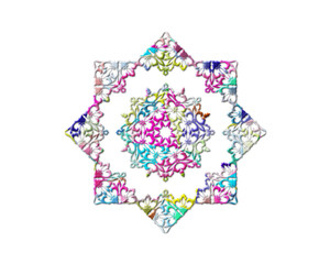 Mandala flower, David star Low Poly Multicolored Retro illustration