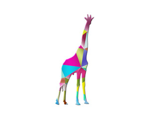 Obraz na płótnie Canvas Giraffe zoo Low Poly Multicolored Retro illustration