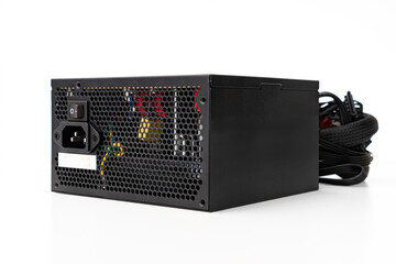 PSU. The computer's power supply is on a white background. 