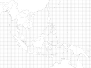 Obraz premium Southeast Asia simple outline blank map