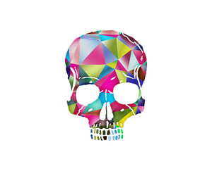 Dead Skull Scary Skeleton Low Poly Multicolored Retro illustration