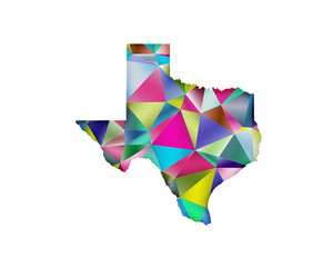 Texas Map USA State Low Poly Multicolored Retro illustration