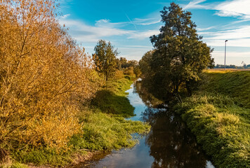 Beautiful autumn or indian summer view near the famous Oberalteich monastery, Bavaria, Germany