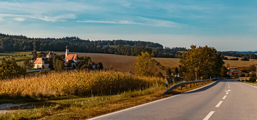 Beautiful autumn or indian summer view near Saint Salvator, Bavaria, Germany