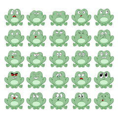 green frog. icon set. vector image