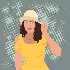 girl in a hat. flat illustration. vector image
