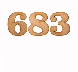 Number 683 - Piece of wood isolated on white background