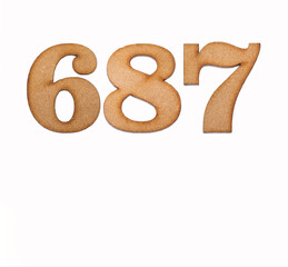 Number 687 - Piece of wood isolated on white background