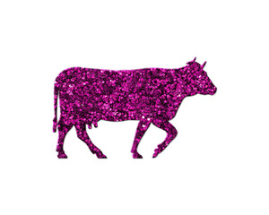 Cow Animal Purple Glitter Icon Logo Symbol illustration
