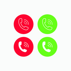 Answer and decline icon symbol | Red and green call icon symbol for web, app, logo
