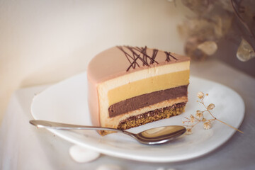 homemade burn cheesecake on white plate