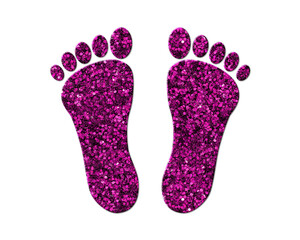 Feet Purple Glitter Icon Logo Symbol illustration
