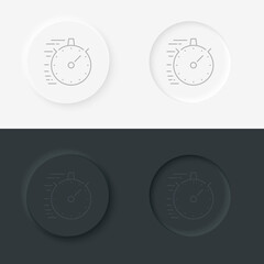 Multiporpuse guage black corcle Icon. Simple element time and timer speed neumorphic style vector icon