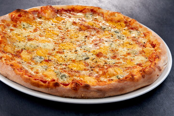 fresh pizza on the white plate