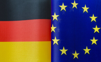 fragments of the national flags of Germany and the European Union in close-up