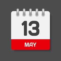 Icon day date 13 May, template calendar page