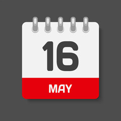 Icon day date 16 May, template calendar page