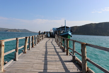 Naklejka premium Wooden bridge of the jetty.