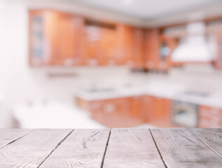 wooden table in the kitchen