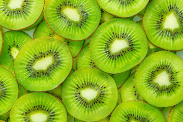 Sliced kiwi as textured background ,Fresh Kiwi fruit sliced use for background