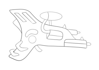 Blaster line icon. Laser blaster gun icon on white background. Futuristic space weapon. Cosmic army raygun equipment. Virtual reality shooting device vector illustration