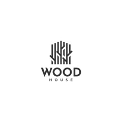 Wood house logo illustration template design