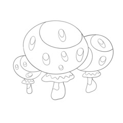 Fantastic magic mushroom. Line. Coloring book. Decorative nature element. Isolated on a white background. Vector illustration