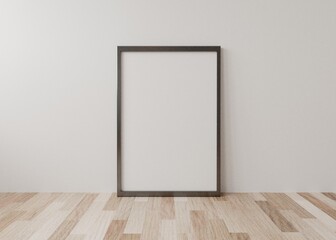Blank photo frame for mockup in white room3D rendering