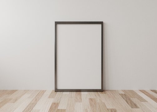 Blank photo frame for mockup in white room3D rendering