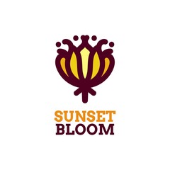 sunset bloom flora flower nature logo concept design illustration